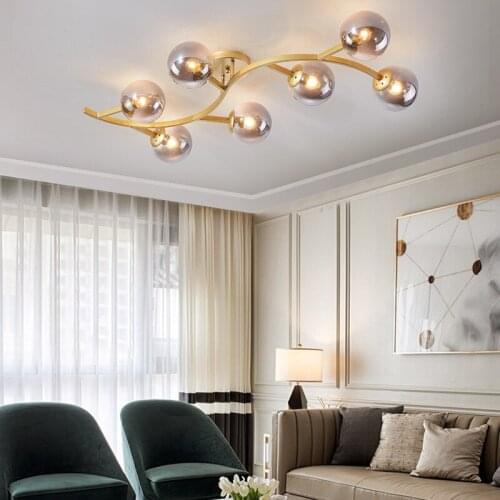 Nordic Led Ceiling Light Living Room Bedroom Dining Room Lamp Post Modern Minimalist Glass Molecular Household Atmospheric Lamps