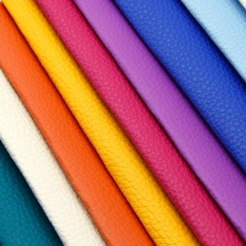 Pure Coloured Litchi Pattern PU Leather Fabric Small Pebbled Faux Artificial Synthetic PU Leather Fabric DIY Sewing Bag,1Yc20088