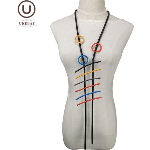 UKEBAY Geometric Pendant Necklaces Female Rubber Jewelry Necklace Festival Mom Gift Handmade Gothic Statement Big Necklaces