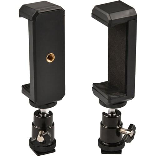 Universal Moblie Phone Clip Bracket Holder Mount Tripod Monopod Stand 1/4 Screw Hot Shoe for iPhone Samsung Xiaomi Smartphone