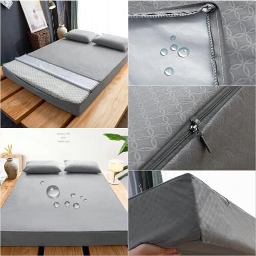 Waterproof Mattress Cover With Zipper Six Sides All Inclusive Tatami Mattress Cover Queen Quilted Bed Fitted Sheet Customizable