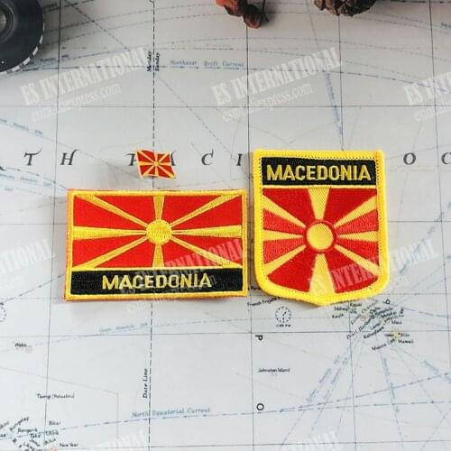 National Flag Embroidery Patches and Metal Flag Lapel Pin MACEDONIA