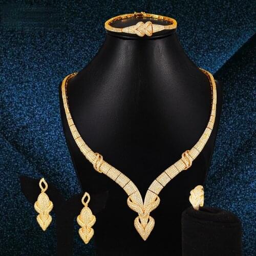 Blachette Jewelry Simulated Romantic Necklace Bracelet Earrings Ring Sets Bridal Wedding Banquet Jewelry Parure Bijoux Femme