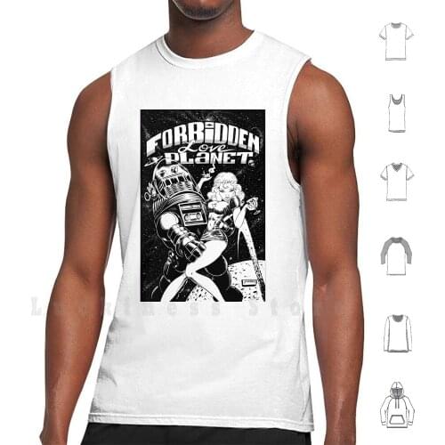 Forbidden Love Planet Tank Tops Vest 100% Cotton Sci Fi Science Fiction Anne Francis Robby The Robot Forbidden Planet