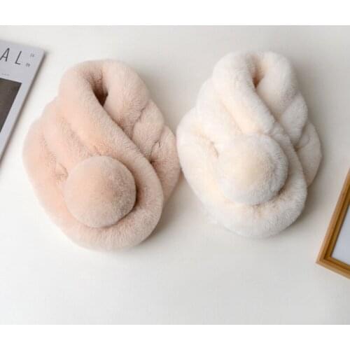 Women Winter Warm Scarf Fashion Thicken Imitation Fur Grass Scarf Clothes Accessories Plush Shawl Scarves Fur Ball Cross Decor