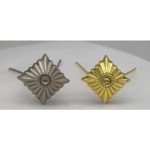 PAIR OF WWII GERMAN PANK PIPS SILVER STARS BADGE FOR SHOULDER BOARDS AND COLLAR- World military Store