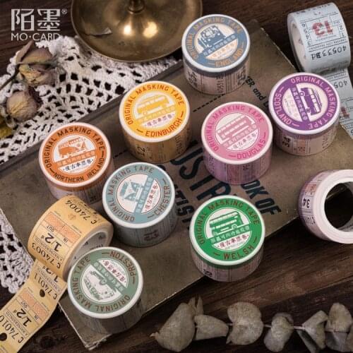 1 Roll Vintage UK Tickets Series Sticker Retro Decorative Tearable Masking Tape Writable Paper Diary Label DIY Scrapbook Lifelog