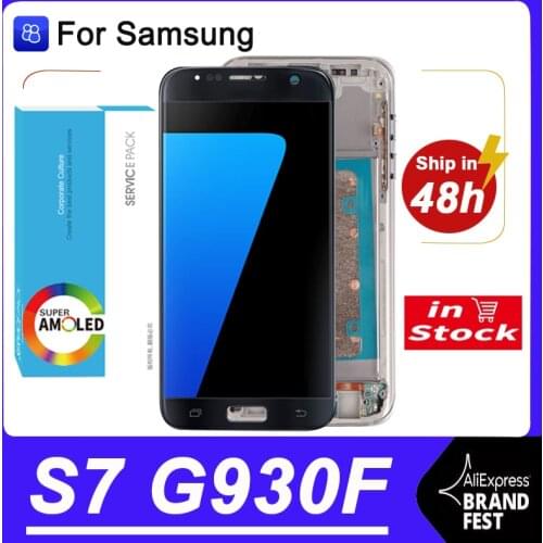 100% Original 5.1'' AMOLED For Samsung Galaxy S7 G930 G930F SM-G930F LCD With Frame Display Touch Screen Assembly Repair Parts
