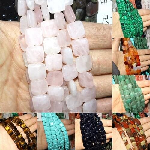 12mm Natural Semi-precious Stone Colorful Crystal Tiger Eye Square Piece Loose Bead for Jewelry Making DIY Bracelet Necklace 15"