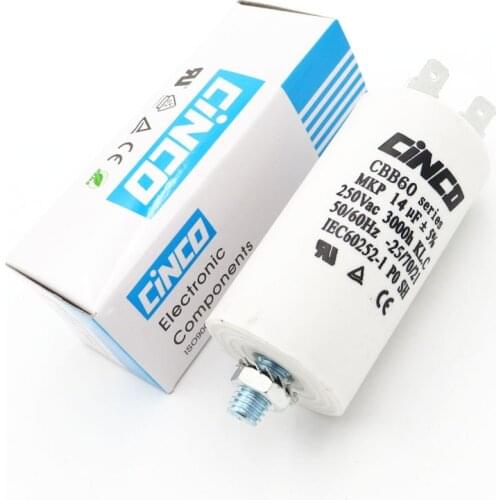 14MFD 250VAC CBB60 Motor Run Capacitors Polypropylene Film Ac 250V 220V Water Pump electrical Capasitor engine 14uf 14mf