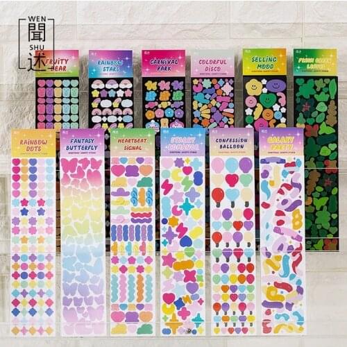 2pcs Decorative Diy Craft Stickers For Arts Cards Colorful Stickers Bear Ribbon Stars Self-adhesive Heart Scrapbooking Stickers