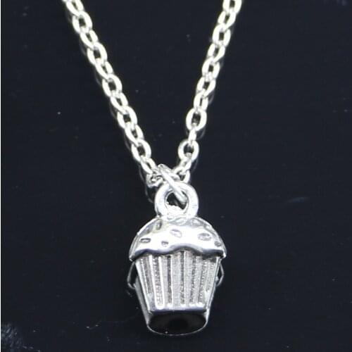 20pcs New Fashion Necklace 13x10x8mm 3D cupcake cake Pendants Short Long Women Men Colar Gift Jewelry Choker