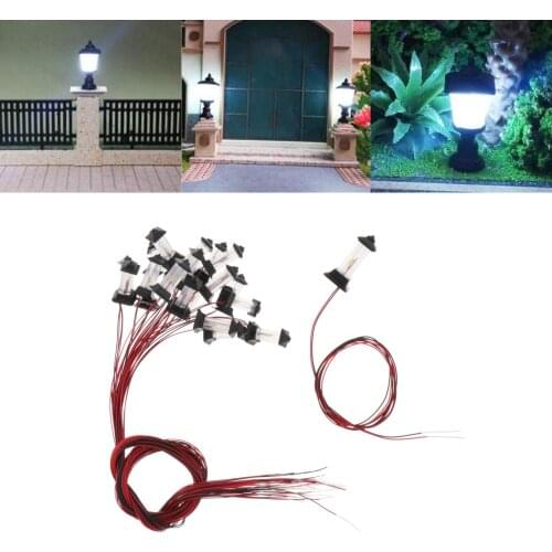 20pcs Mini Miniature Train Railway LED Light Garden Landscape Buildings Model 3V Lamp Post 1:100 1:500 TT N