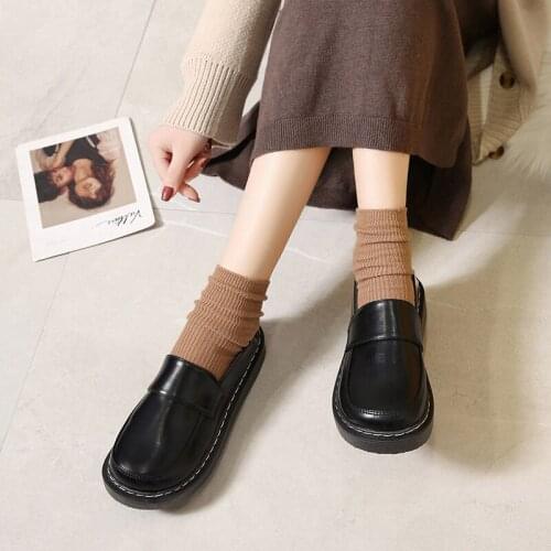 2020 Fashion Small leather shoes Female new wild thick retro black work shoes spring and autumn round head single shoes U15-70