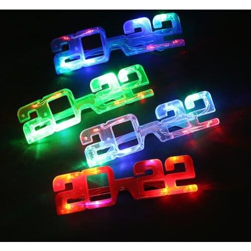 2022 Eight LED Glowing Light Glasses New Year Neon Christmas Party Atmosphere Jumping Di Selfie Props Bar Club Accessories