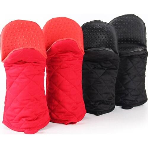 33cm 1pc Kitchen Glove Baking Cooking Gloves Cook BBQ Microwave Oven Mitts Red Black Resistant Silicone Glove Baking Accessories