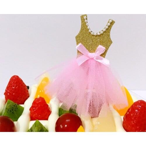 5pcs/lot Cake Decorative Dessert Card Cake Signature Wedding Set Party Shine Pearls Princess Shirt Dress Happy Birthday