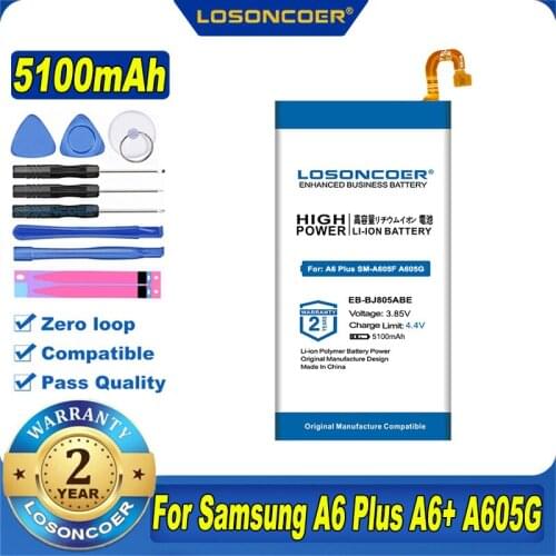 5100mAh For Samsung Galaxy A6 Plus A6+ SM-A605F A605G A6050 A605K A605FN A605GN J805 EBBJ805ABE EB BJ805ABE EB-BJ805ABE Battery
