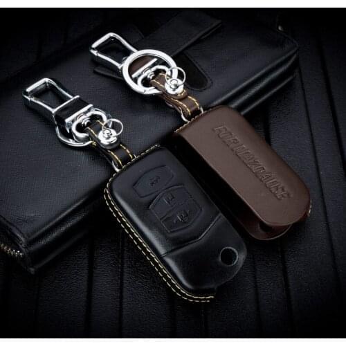 ABAIWAI Genuine Leather Car Key Holder Cover For MAZDA 2 3 5 6 8 CX-5 CX-7 Auto Part Styling Holder Interior Accessories Key Bag
