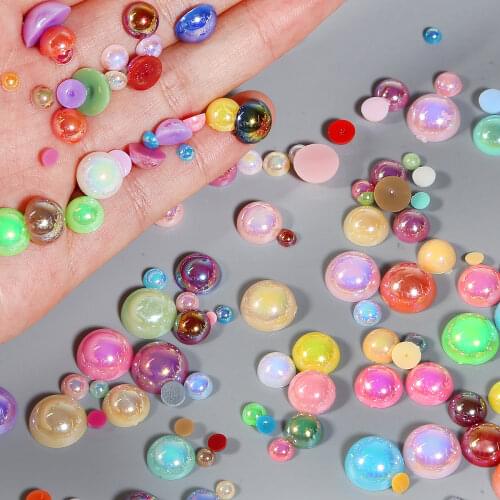3-14mm 50-1000pcs ABS Plastic Beads Imitation Pearl Beads Half Round Flat Back Beads For Jewelry Making Findings DIY Accessories
