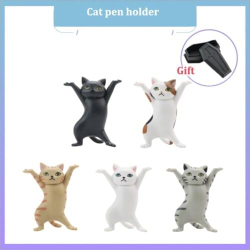 Cat Pen Holder Black Cat Without Coffin Bracket Kids Funny Cat Pen Holder Kids Adult Doll Toy Gift Weightlifting Cat Pen Holders
