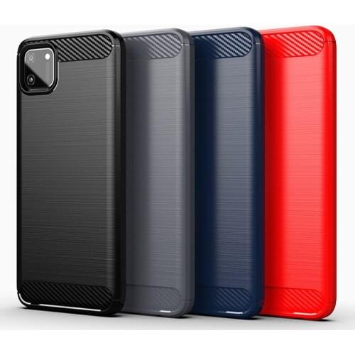 For Realme C11 Carbon fiber Cover Phone Case Bumper Case Full Protection Shockproof Bumper for OPPO Realme C11 RMX2185 6.5"