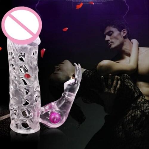 Dream Double Penis Sleeve Extender Vibrating Cock Ring Rabbit Vibrator Clitoris Stimulator Chastity Belt Sex Toys For Men