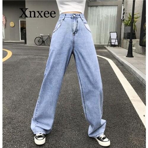 Vintage Wide Leg Woman Jeans for Women Mom High Waisted Jeans Blue Casual Long Trousers Korean Streetwear Denim Pants Summer