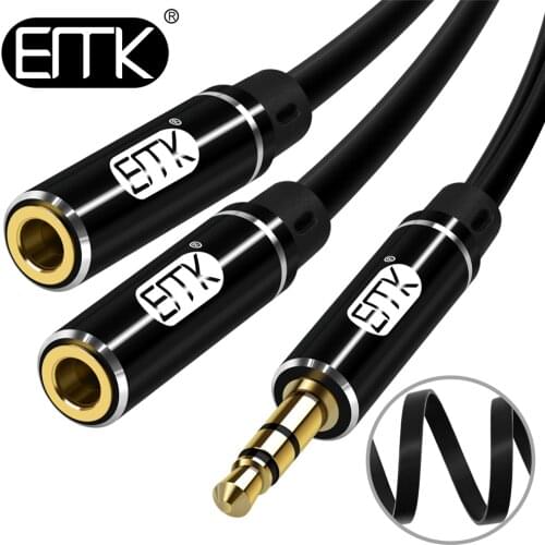 EMK 3.5mm Aux Cable Splitter Cable 1 male to 2 female audio cable Headphone Splitter audio extension cable Adapter for MP3/4