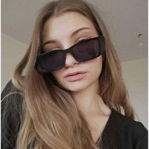 European And American Trend Women Sunglasses Small Square Frame Sun Glasses For Men Bright Black Eyeglasses Gafas