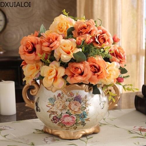 European Ceramic Crafts Decoration Living Room Desktop Flower Arrangement Vase Dining Table Entrance Vase Home Decorations