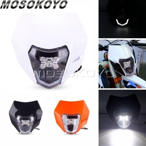 White MX Dirt Bike LED Headlight For SX F EXC XCF SMR XC-W Six Days WR TTR KLX KXF 125 250 300 450 Enduro Supermoto Head Light