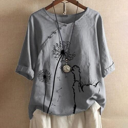 Summer Tee Shirts Femme For Boho Tanic Tee Tops Female Casual O Neck Short Sleeve Cute Mushroom Printed Loose Koszulki Damskie