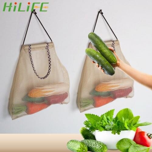 HILIFE Wall Hanging Storage Bags Garlic Potatoes Pouch Fruit and Vegetable Storage Bag Organizer Kitchen Accessories