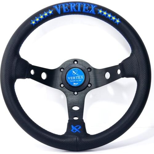 Red/Blue Vertex 13inch Genuine Leather Embroidery Drift Sport Steering Wheels