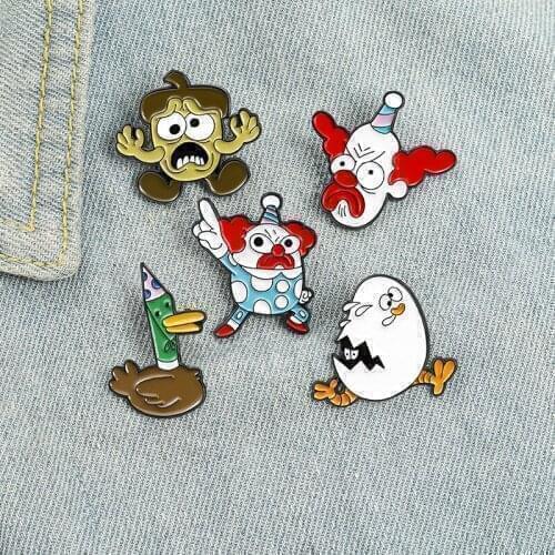 Creative Cartoon Funny Clown Duck Big White Chicken Animal Brooch Ins Fashion Cute Backpack Shirt Badge Clothing Accessories