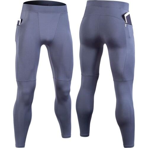 Men Running Fitness Tights Compression Pocket Yoga Pants Male Quick Dry GYM Sports Leggings Workout Basketball Exercise Tights