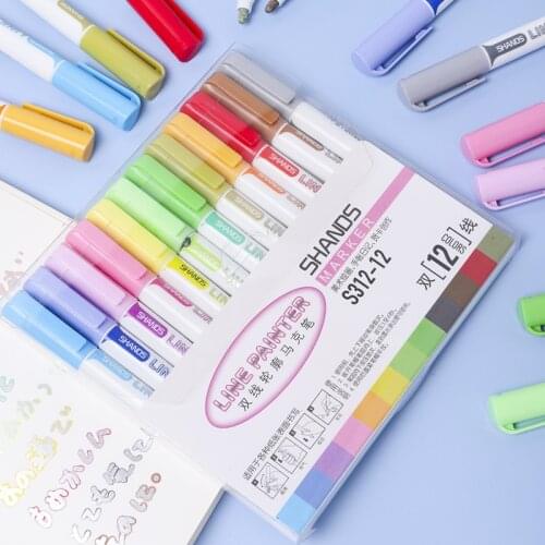 Glitter Color Line Painter Pen Set Art Double Line Outline Marker for Drawing Painting Calligraphy Journal Diary Album School