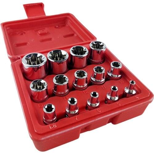 Crv Material 14pcs/set E Torx Star Female Bit Socket Set Drive E4 - E24 Repair Tool Hand Tool Set High Quanlity