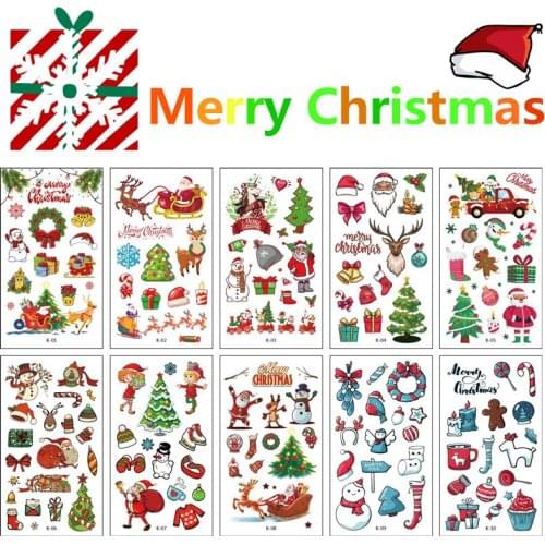 10pcs Cartoon Stickers Christmas Series Couple Tattoo Set Lover Sticky Paper Paste Body Art Office Valentines Day Xmas Party