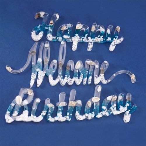 2021 New Diy Crystal Drop Mold European English Words Welcome Birthday Listing Decoration Door Brand Silicone Mold