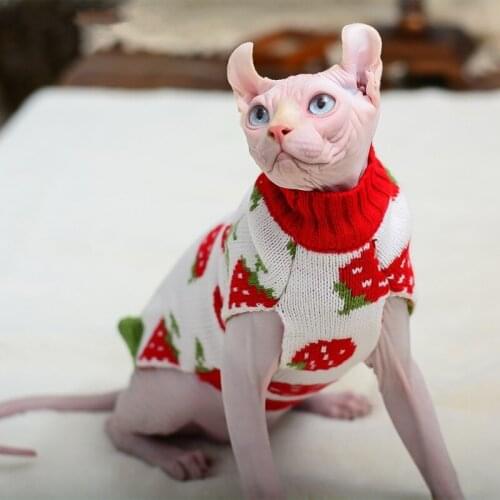 New Autumn Winter Sphynx Cat Clothes Keep Warm Print Vest For Hairless Cat Clothes Classic Puppy Pet Cats Clothes Dog Sweater