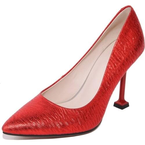 Spring 2018 new pointed high heel leather shallow mouth cat with 32-48 single bride shoes 1837