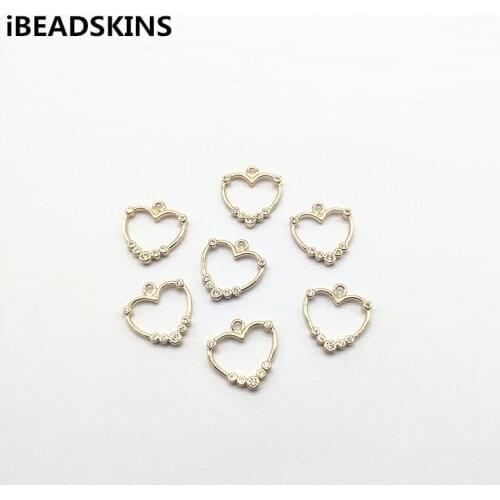 New arrival! 15x14mm Heart shape Cubic Zirconia Copper Connectors for Earrings parts,Accessories,hand Made Jewelry DIY
