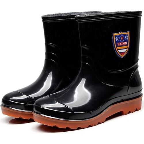 Autumn Soft Fashion Men Rain Boots PVC Non-slip Middle Rainboots Wear-resistant Waterproof Rubber Shoes Casual Work Water Shoes