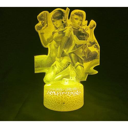 Overwatch D.Va 3D Night Light Baby LED Picture Lamp Touch Sensor Game Fans Bedroom Decor Light