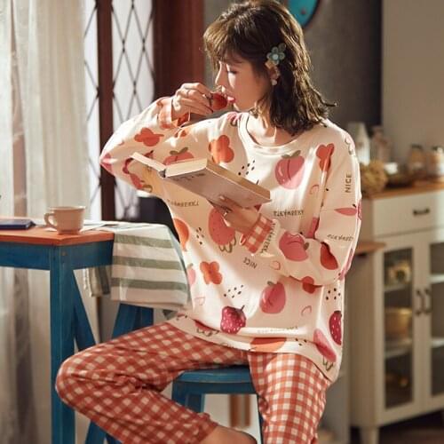 Pajama Girl Spring Autumn Full Sleeve Cotton Sweet Student Winter Homewear Suit