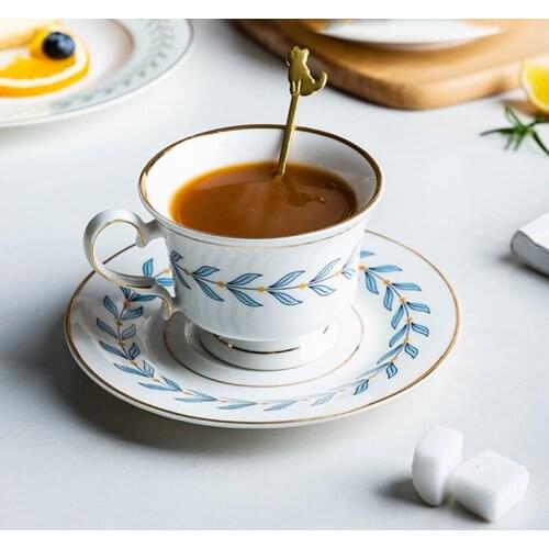 Saucers Set Drinkware Phnom Penh With Leaves tazas de café Ceramic Dishes And Cup With Tray For Home Afternoon кружки