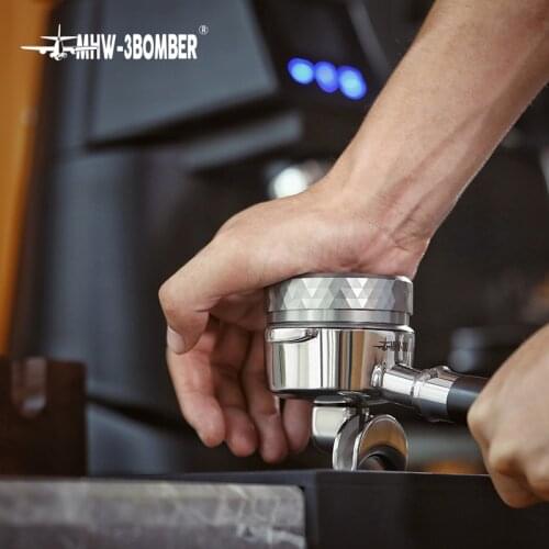 58mm Espresso Tamper Stainless Steel Coffee Distributor Spring Powder Press Hammer Flat Base Coffee Accessories