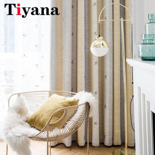 Yellow Embroidery Bee Cartoon Blackout Curtain For Living Room Children Bedroom Iinsulated Thermal Kitchen Drapes Curtain JK118Y